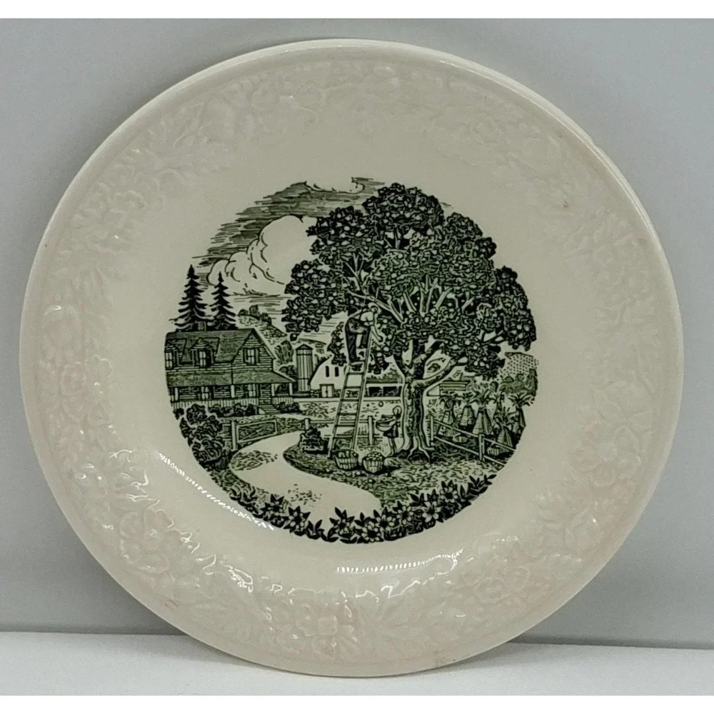 Vtg Homer Laughlin Pastoral Green Bread Plate 6